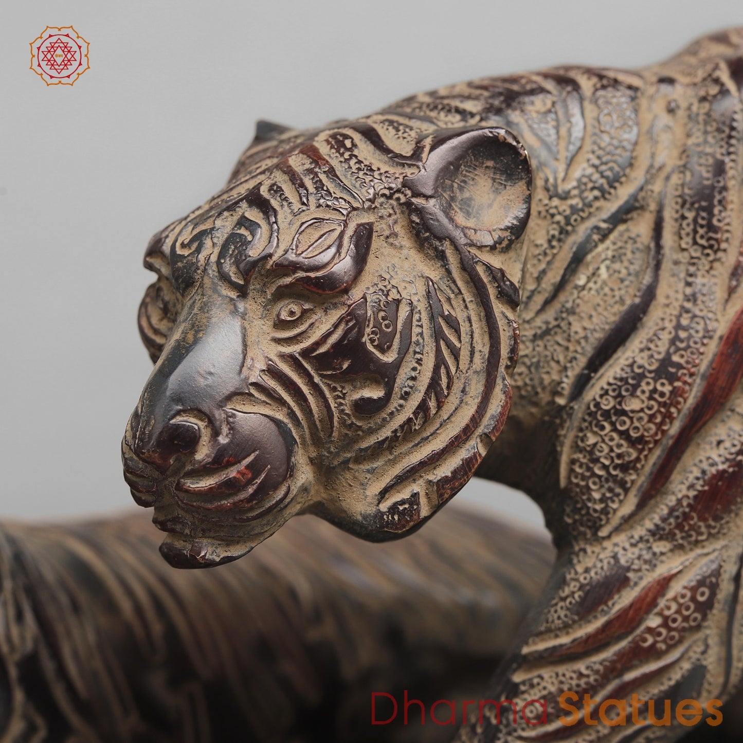 Brass Tiger Couple Resting , Antique Finish 12”