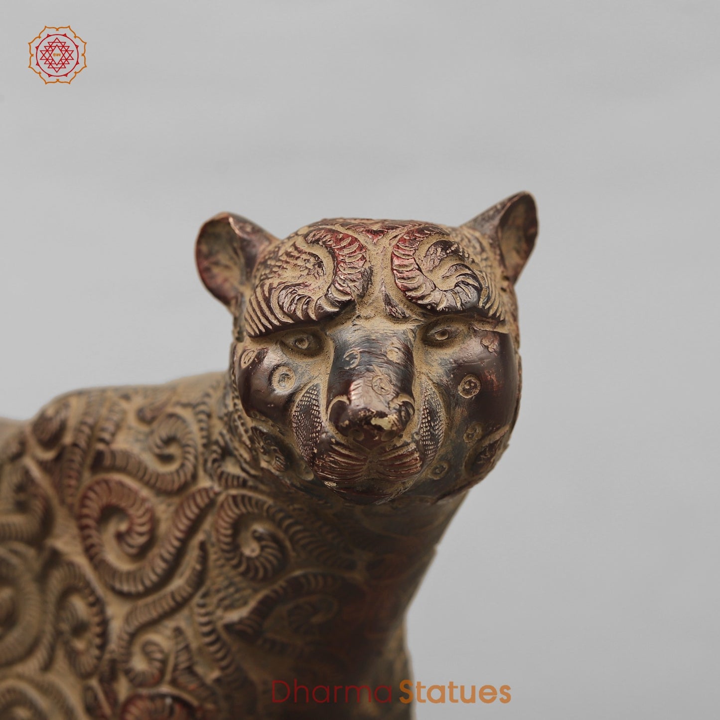 Brass Panther Couple Seated, Antique finish 14”