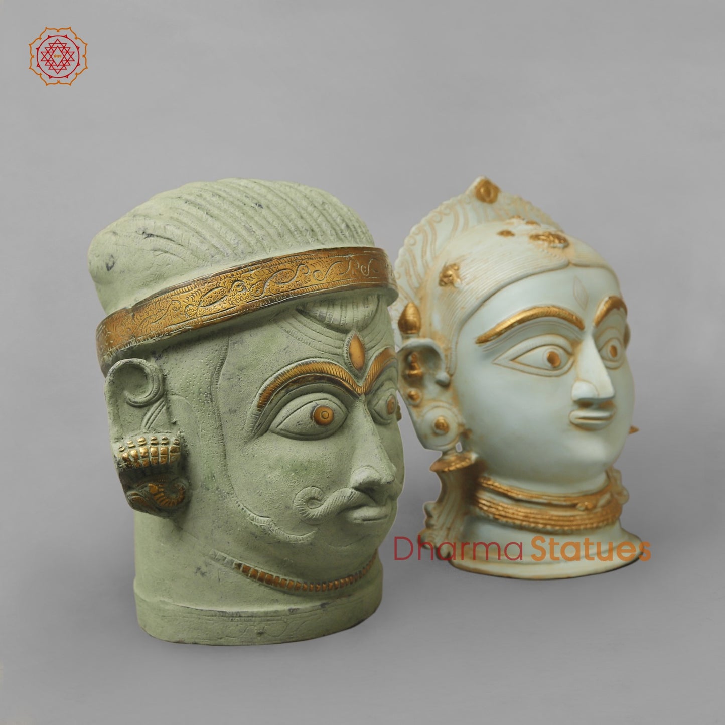Brass Shiva,Parwati Head, Patina Finish 11.5”