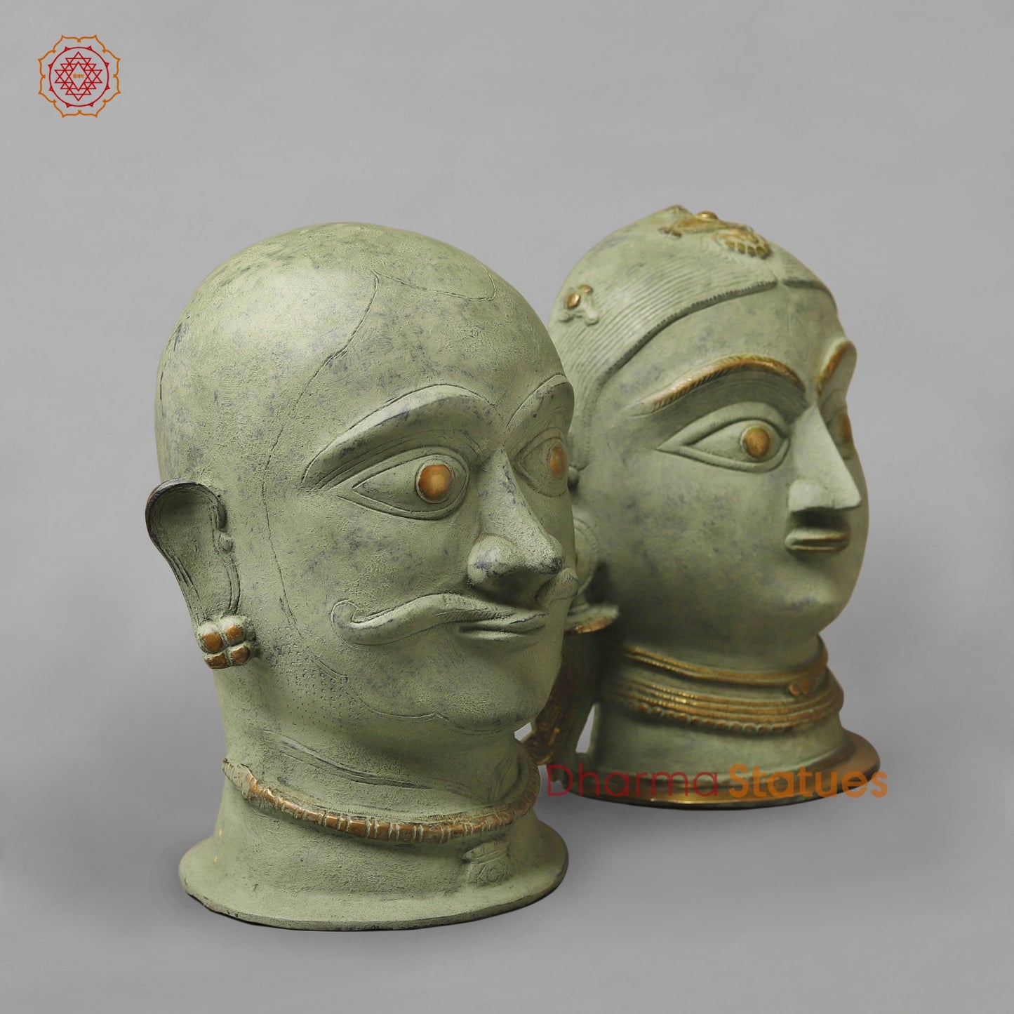 Brass Shiva,Parwati Head, Patina Finish 10”