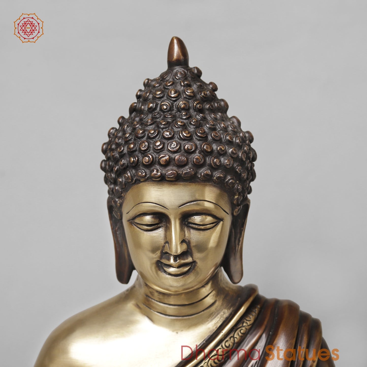 Brass Buddha Seated Blessing, Copper Brass finish 15”