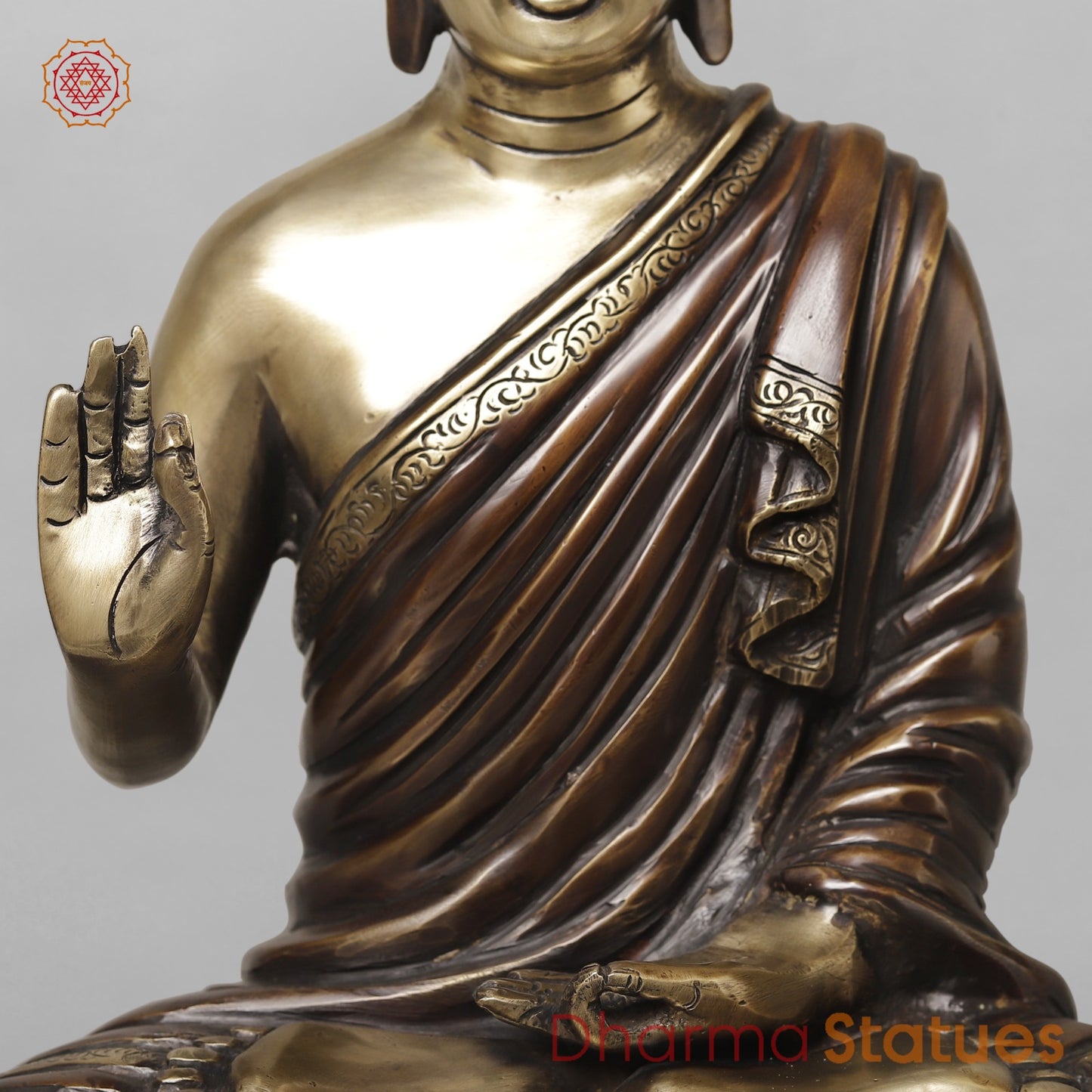 Brass Buddha Seated Blessing, Copper Brass finish 15”