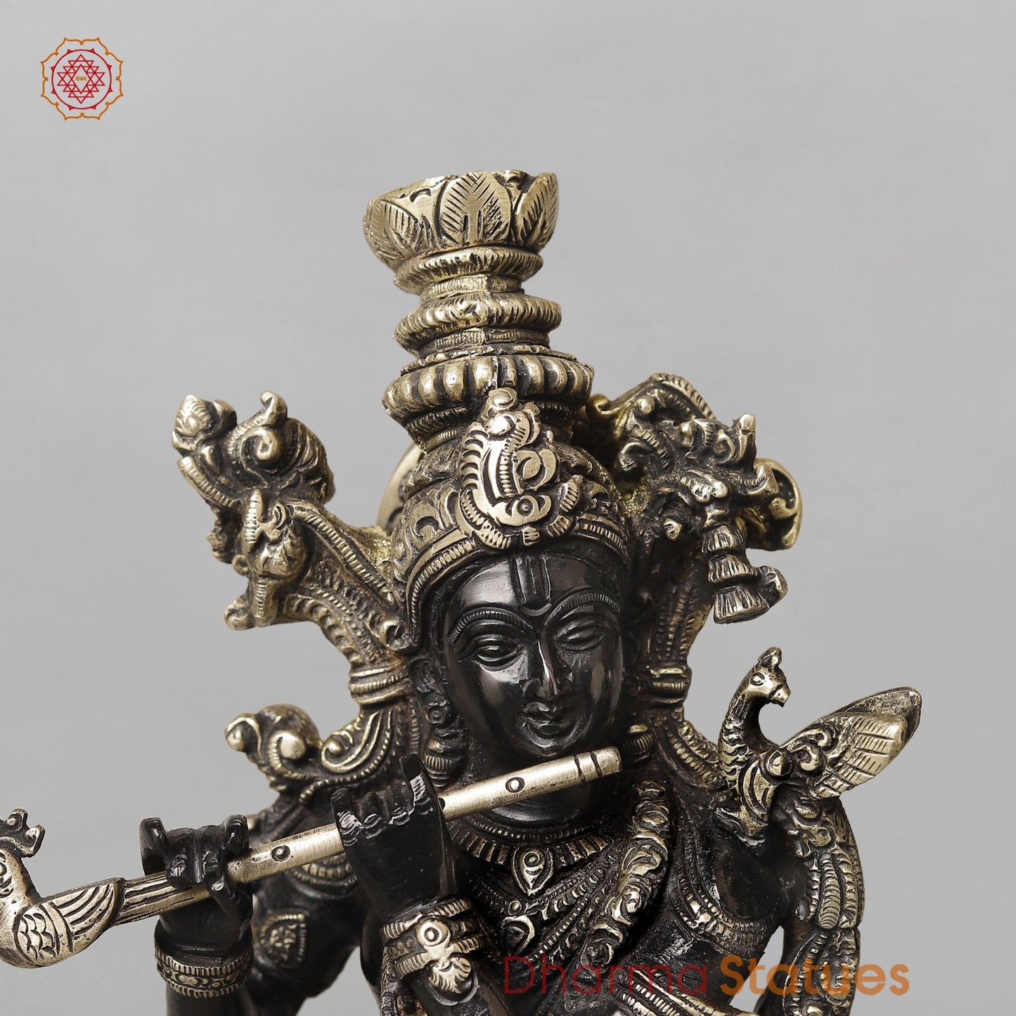 Brass Krishna Fine Standing, Royal Black Finish 14”