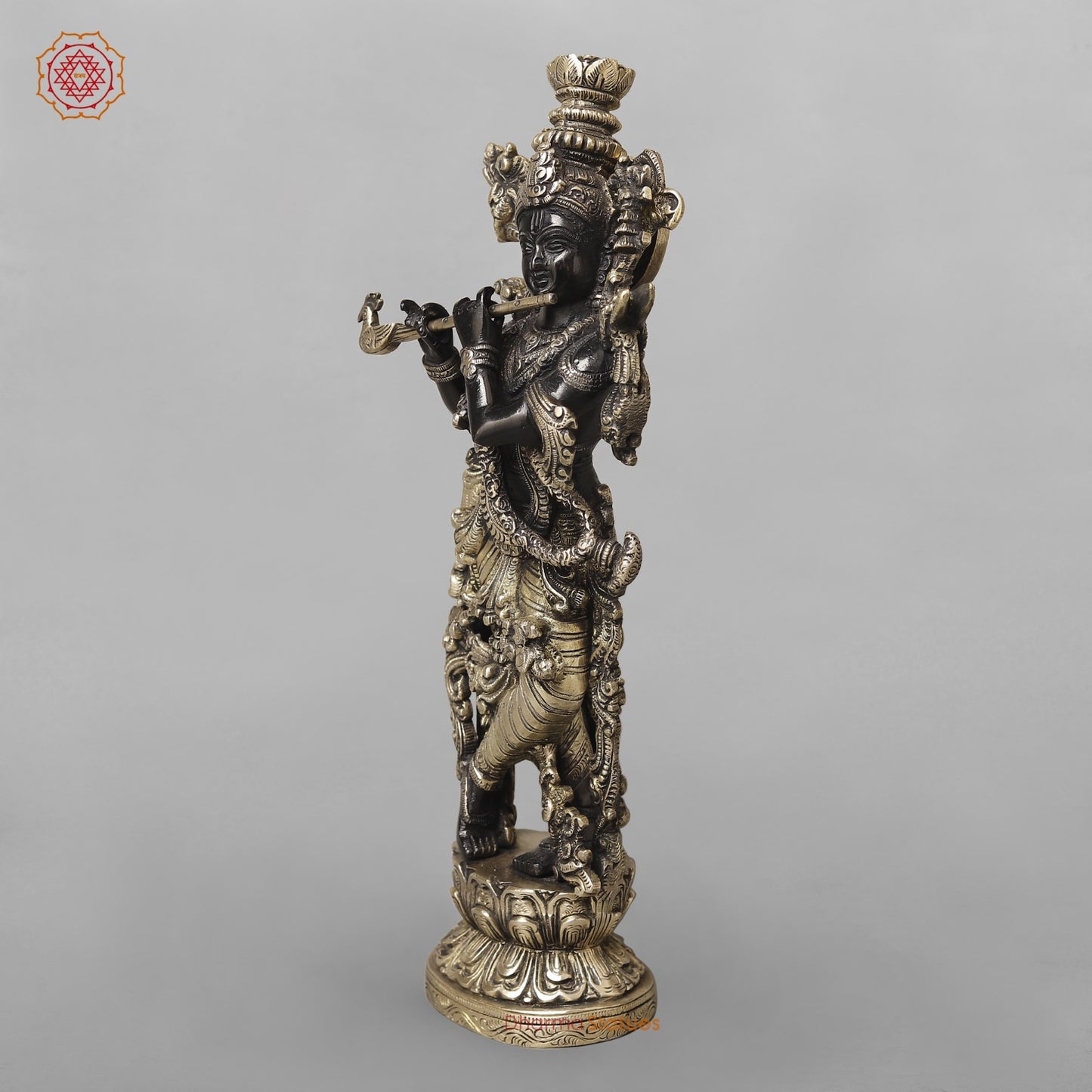 Brass Krishna Fine Standing, Royal Black Finish 14”