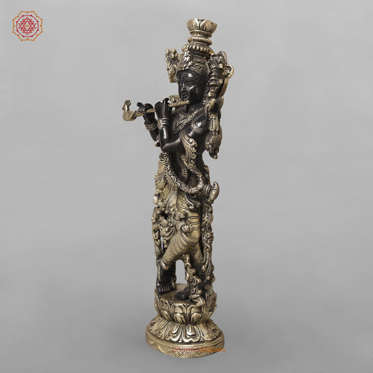 Brass Krishna Fine Standing, Royal Black Finish 14”