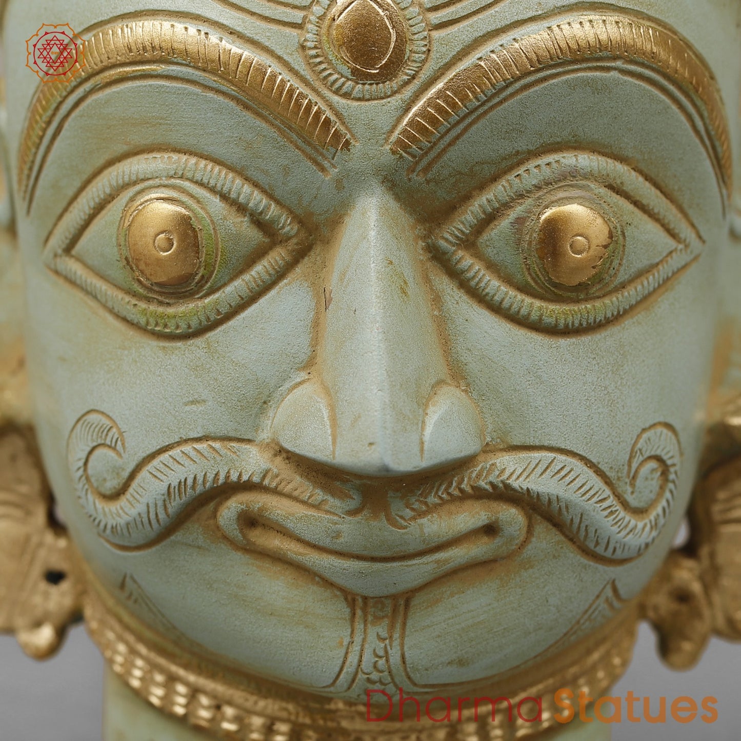Brass Mukhlingam Shiva Head, Light Turquoise finish 7”