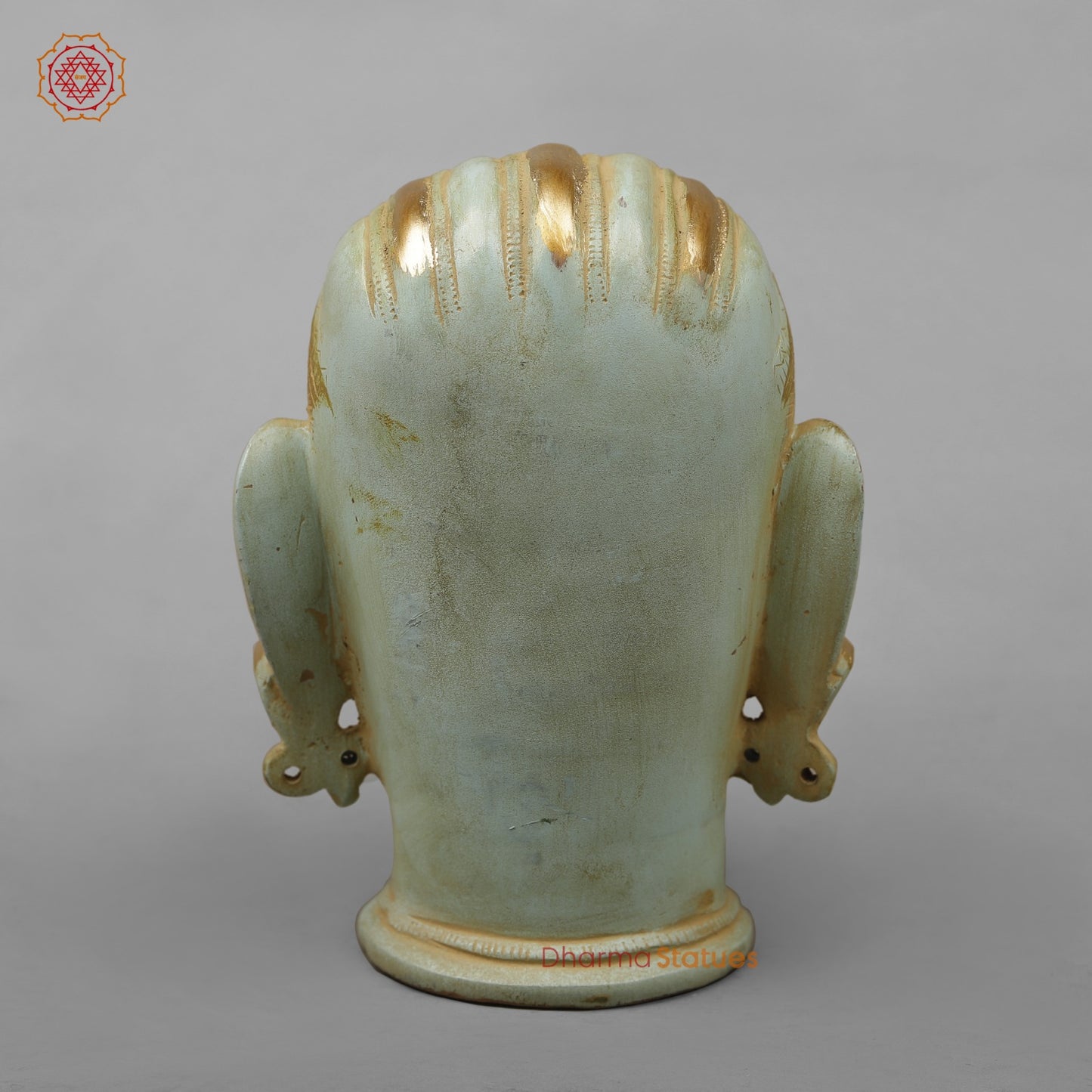 Brass Mukhlingam Shiva Head, Light Turquoise finish 7”