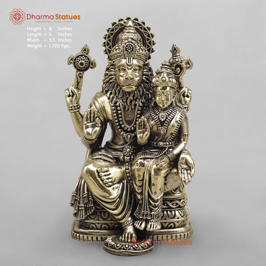 Brass Narsimha Lakshmi Seated fine 8”