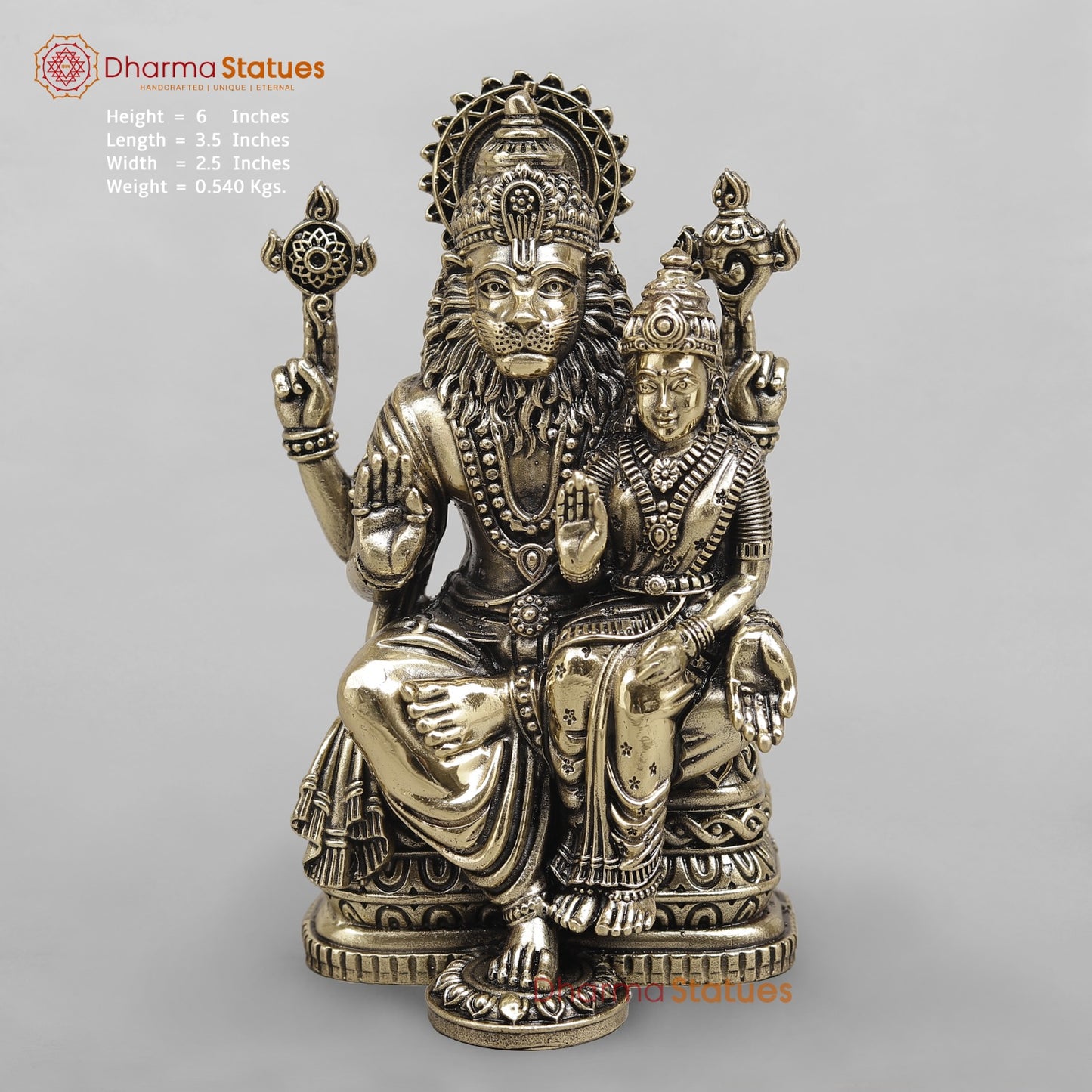 Brass Narsimha Lakshmi Seated fine 6”