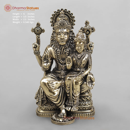 Brass Narsimha Lakshmi Seated fine 6”