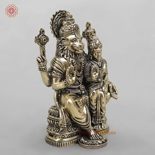 Brass Narsimha Lakshmi Seated fine 6”