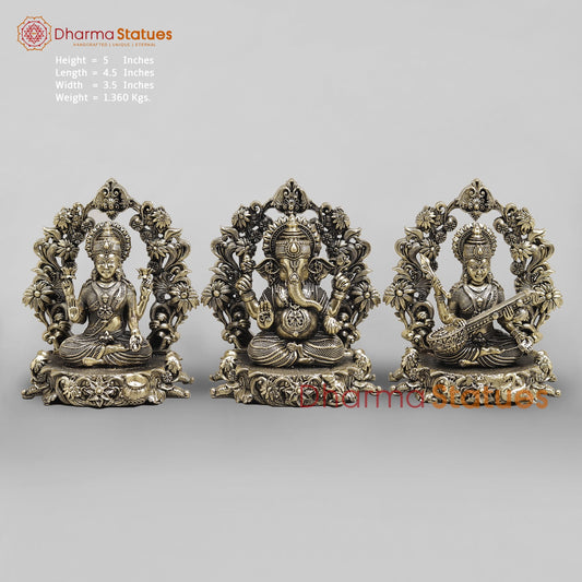 Brass Lakshmi Ganesh Seated Fine With Arch 5”