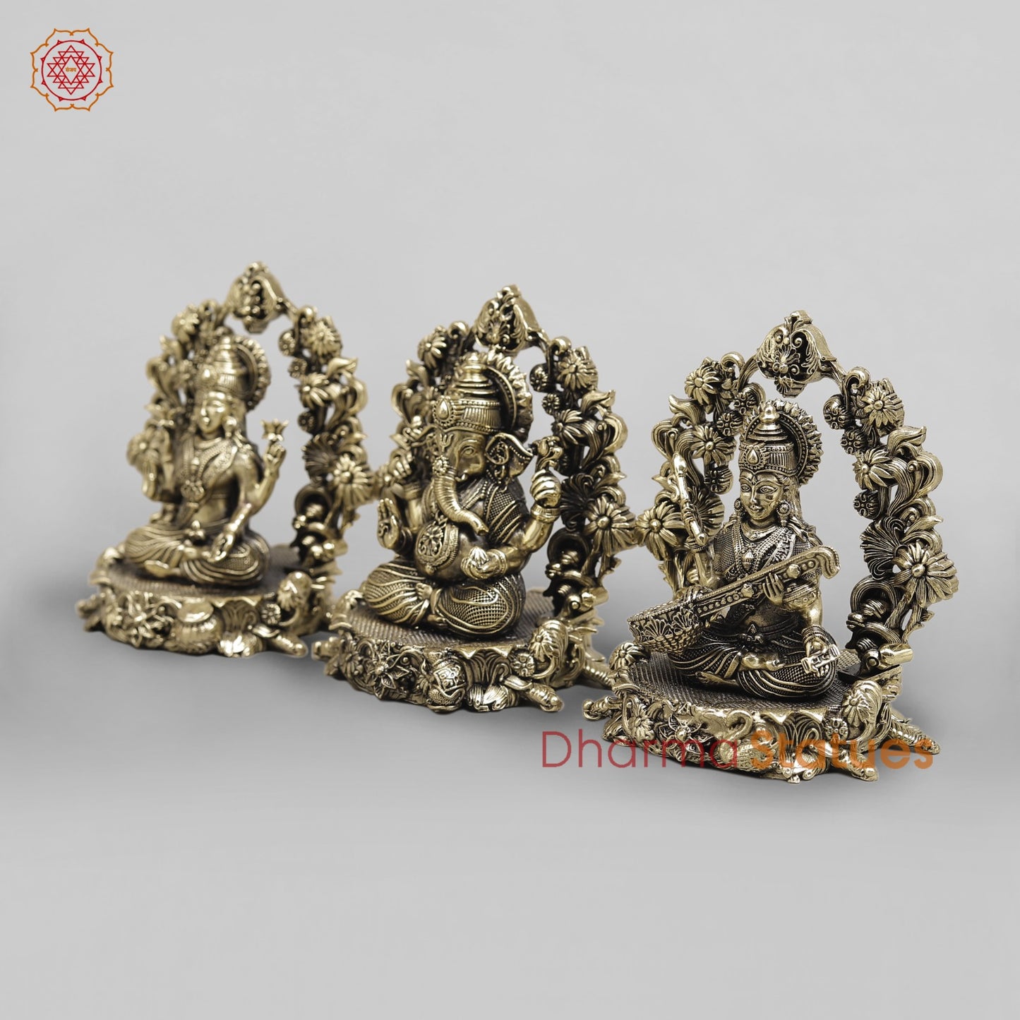 Brass Lakshmi Ganesh Seated Fine With Arch 5”