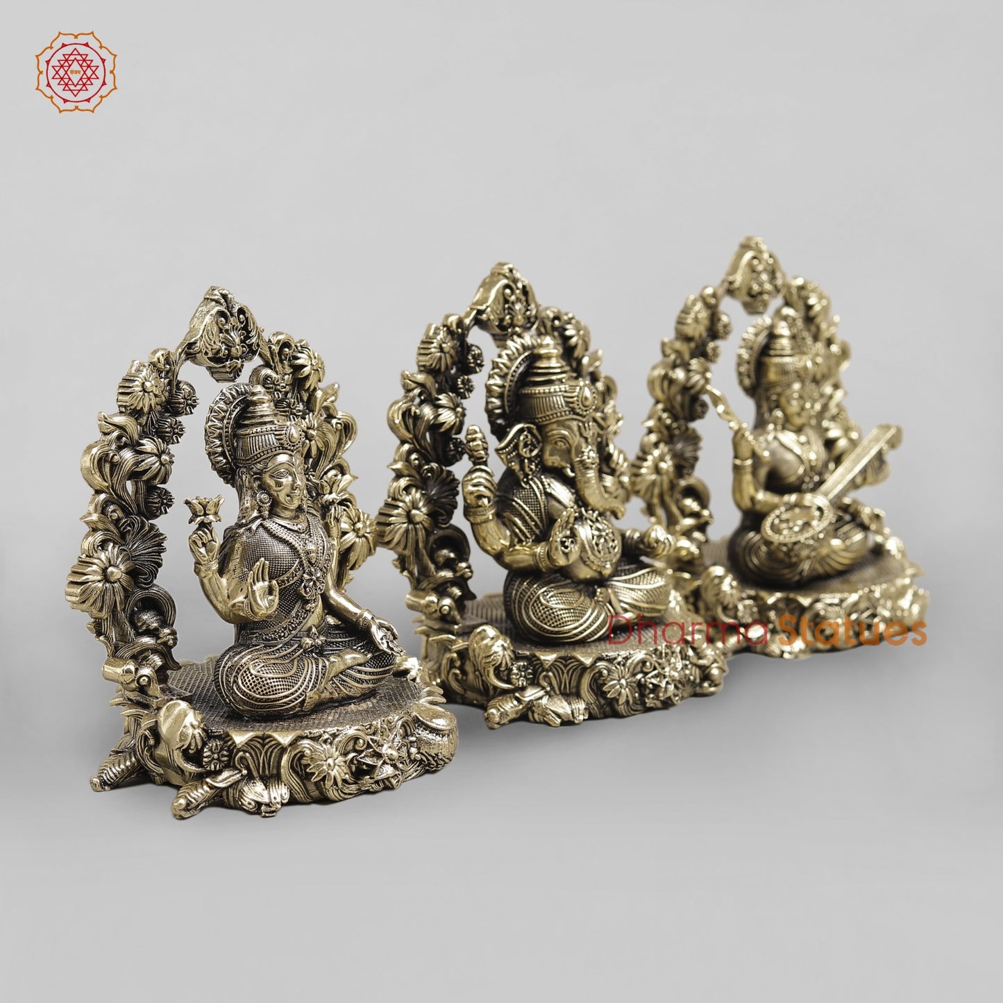 Brass Lakshmi Ganesh Seated Fine With Arch 5”