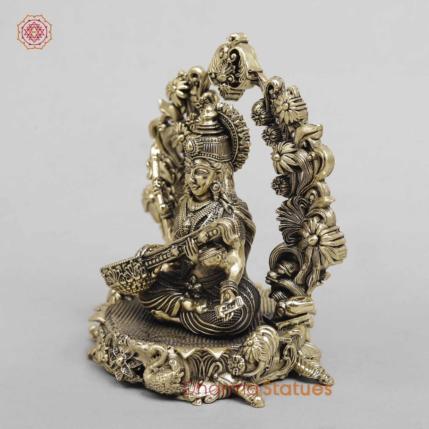 Brass Saraswati Seated Fine With Arch 5”