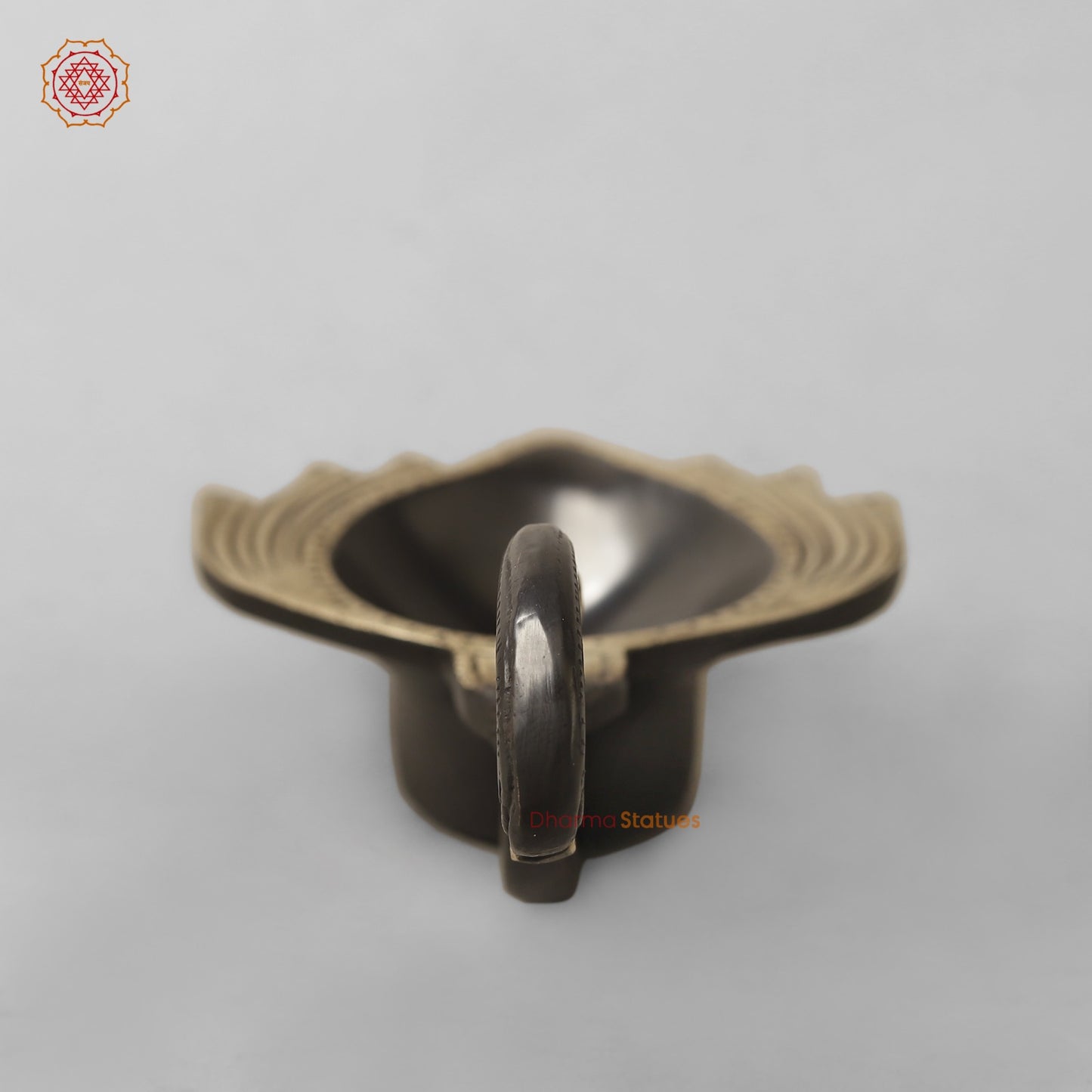 Brass Lotus Diya with handle , Royal black finish 6”