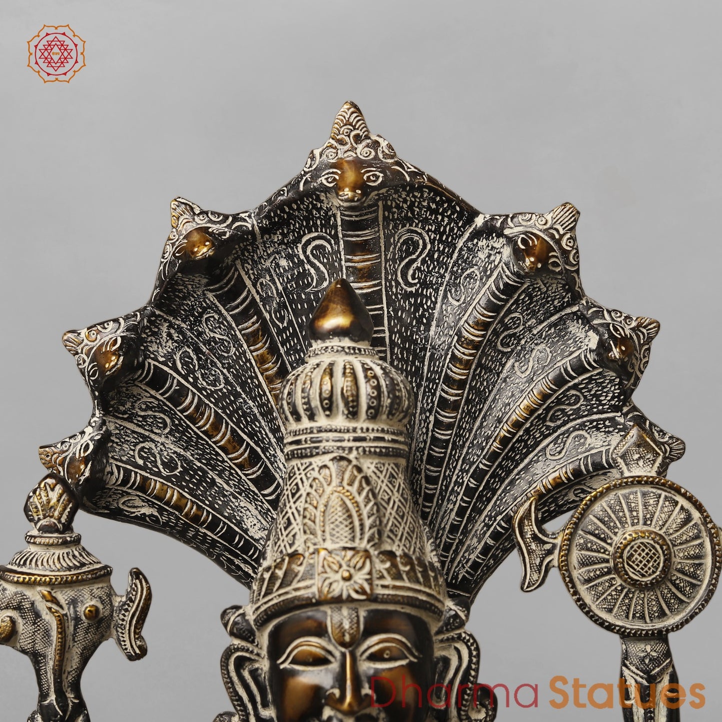 Brass Abhishekam Vishnu Seated, South Indian Antique Finish 20”