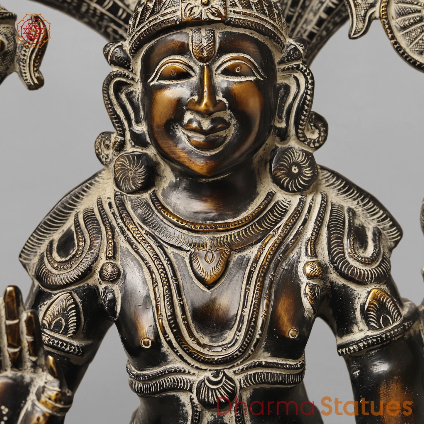 Brass Abhishekam Vishnu Seated, South Indian Antique Finish 20”
