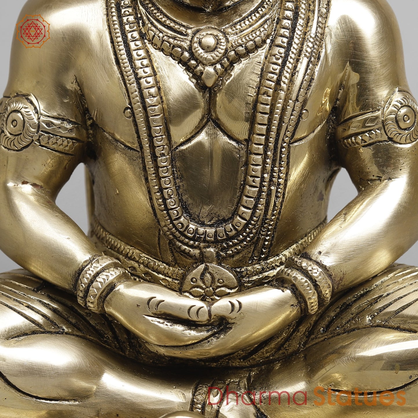 Brass Dhyan Hanuman Seated Fine, Smooth Finish 9.5”