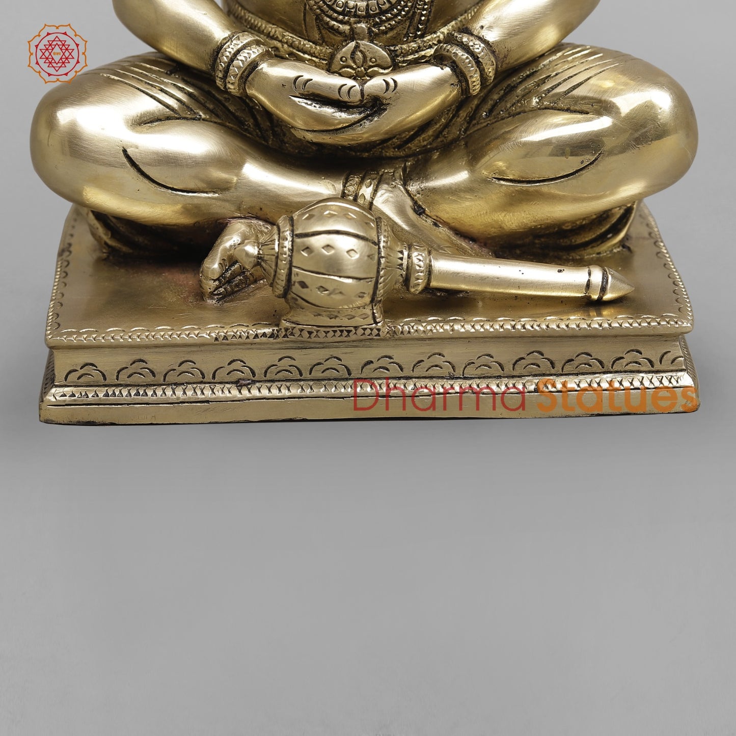Brass Dhyan Hanuman Seated Fine, Smooth Finish 9.5”