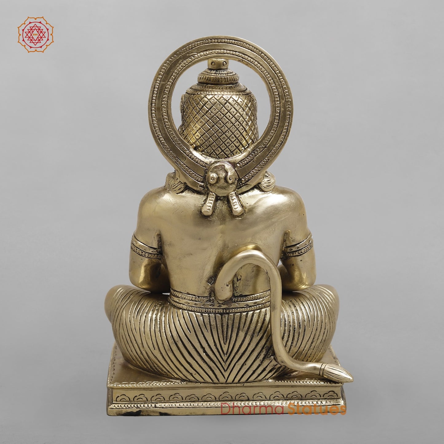 Brass Dhyan Hanuman Seated Fine, Smooth Finish 9.5”