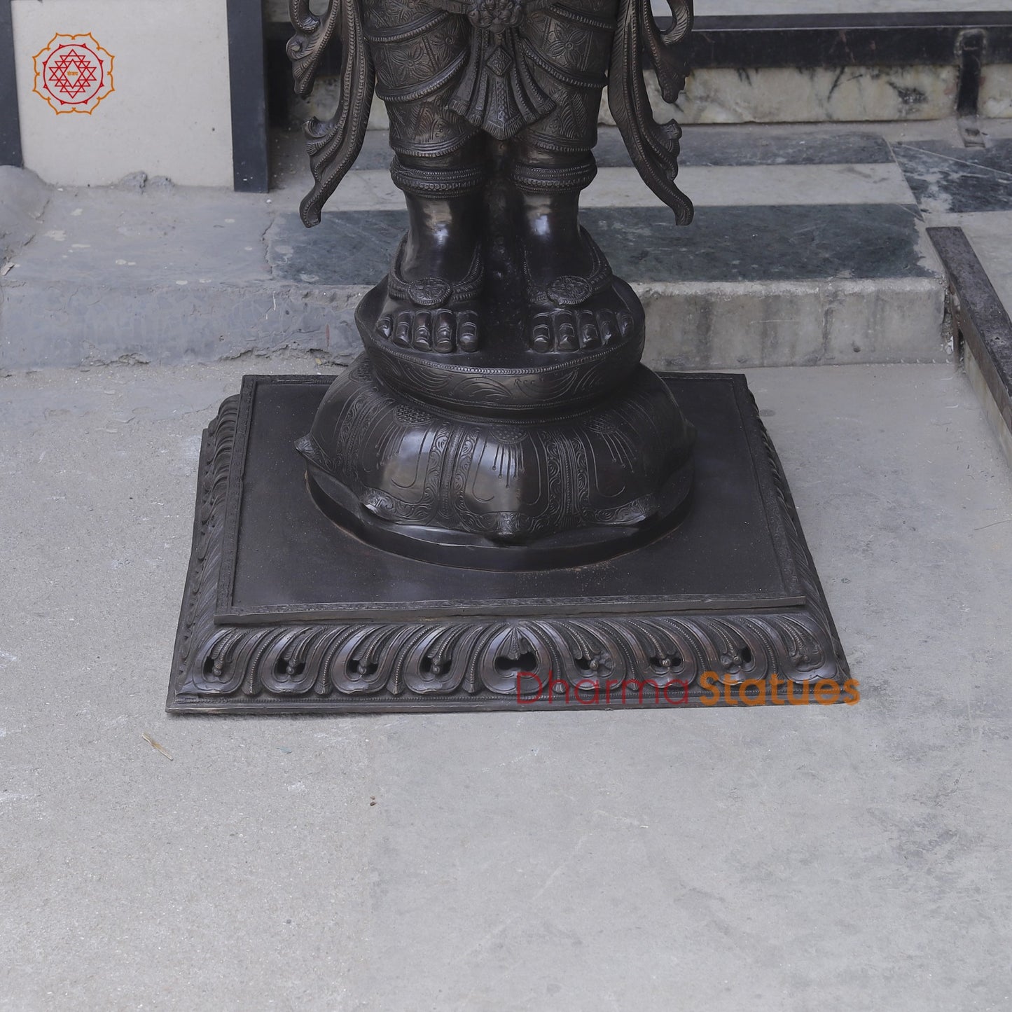 Bronze Lakshmi Standing with Wealth Pot, Antique Finish 67”