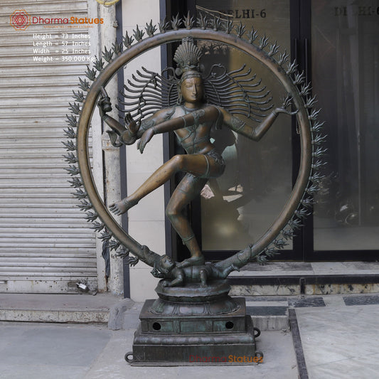 Bronze Masterpiece Natraj Dancing Large 73”, Natural Bronze Patina