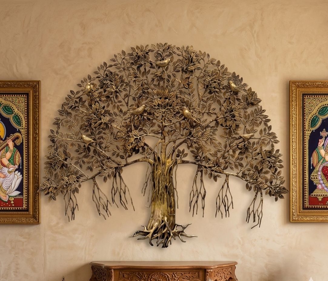 Brass Tree (Kalpvriksh) Hanging, Smooth Finish 36”