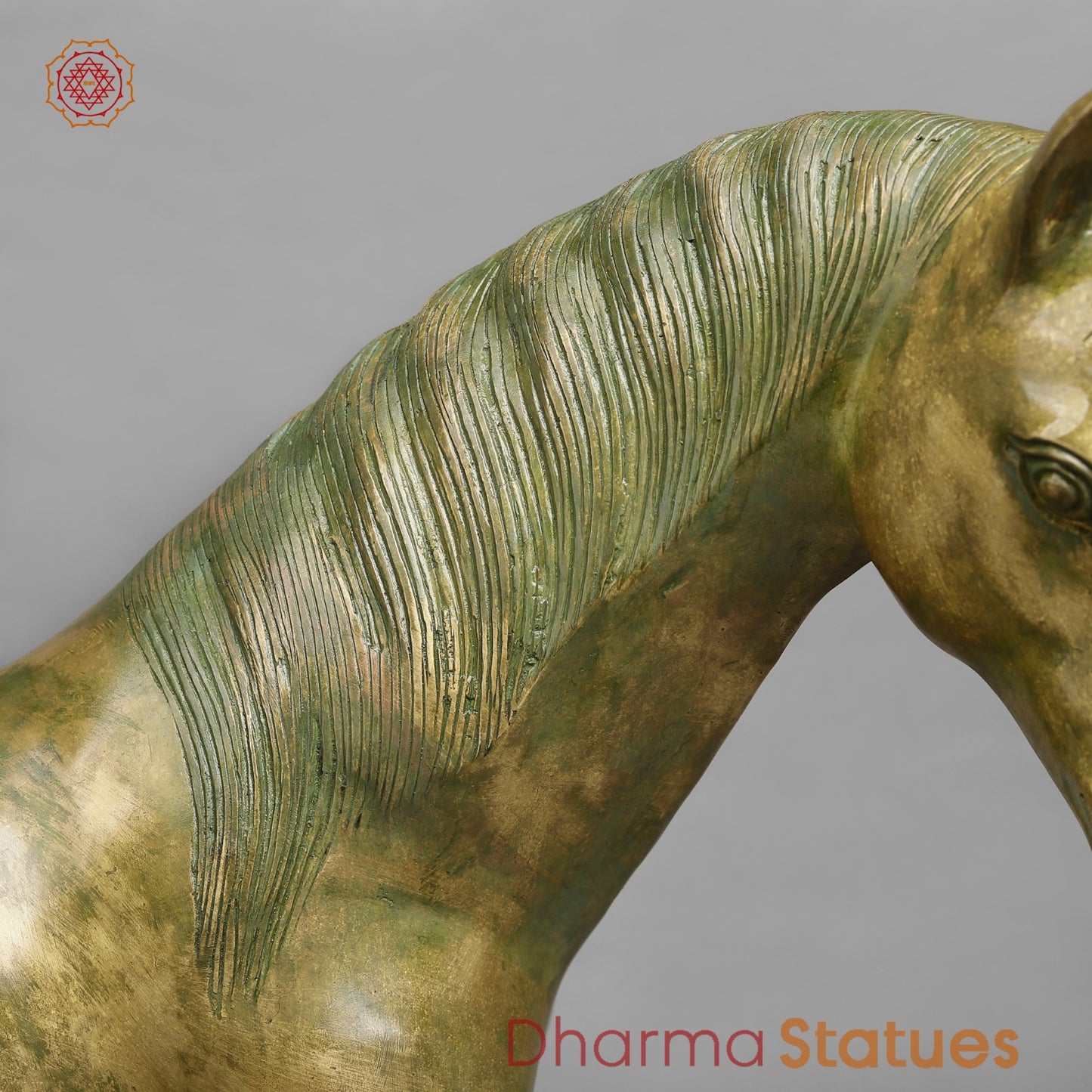Brass Arabic Horse Standing Fine, Patina Finish 20”