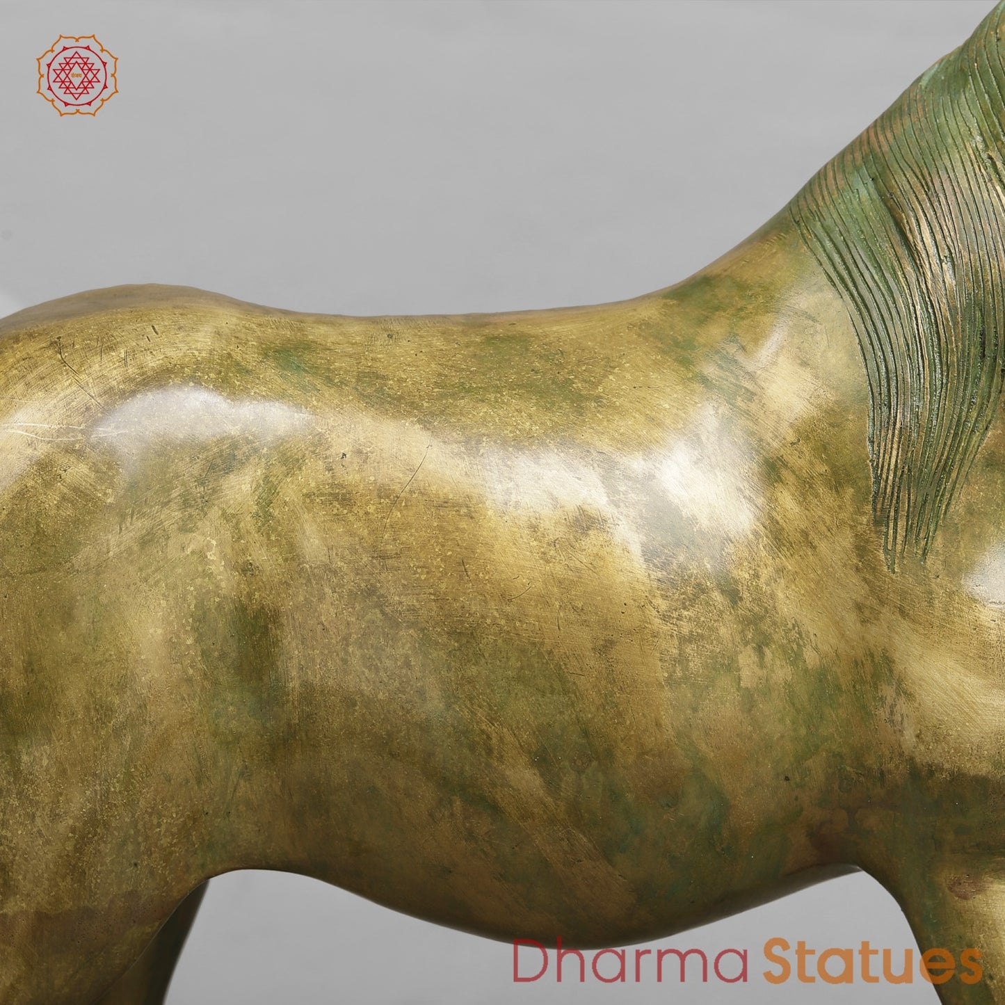Brass Arabic Horse Standing Fine, Patina Finish 20”