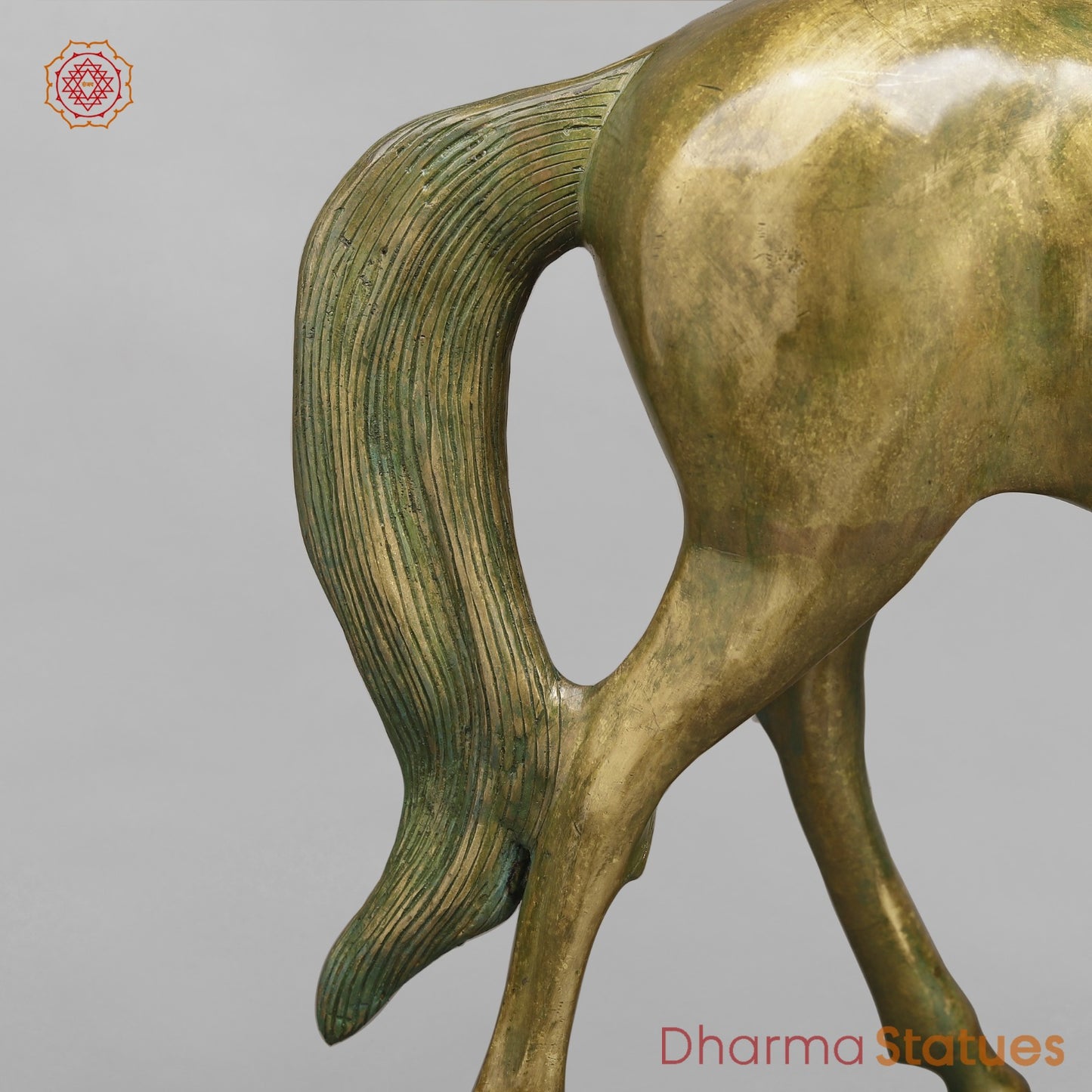 Brass Arabic Horse Standing Fine, Patina Finish 20”