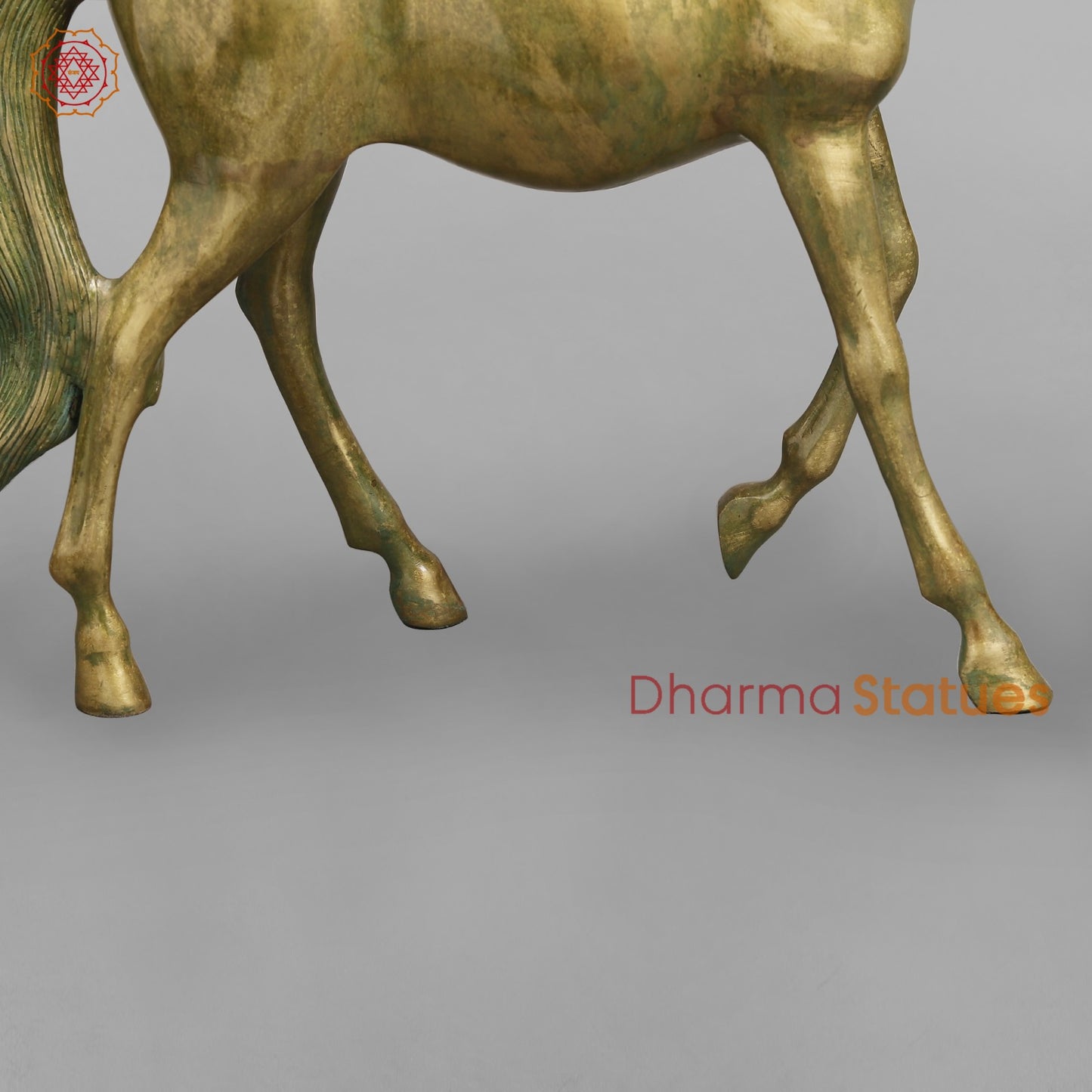 Brass Arabic Horse Standing Fine, Patina Finish 20”