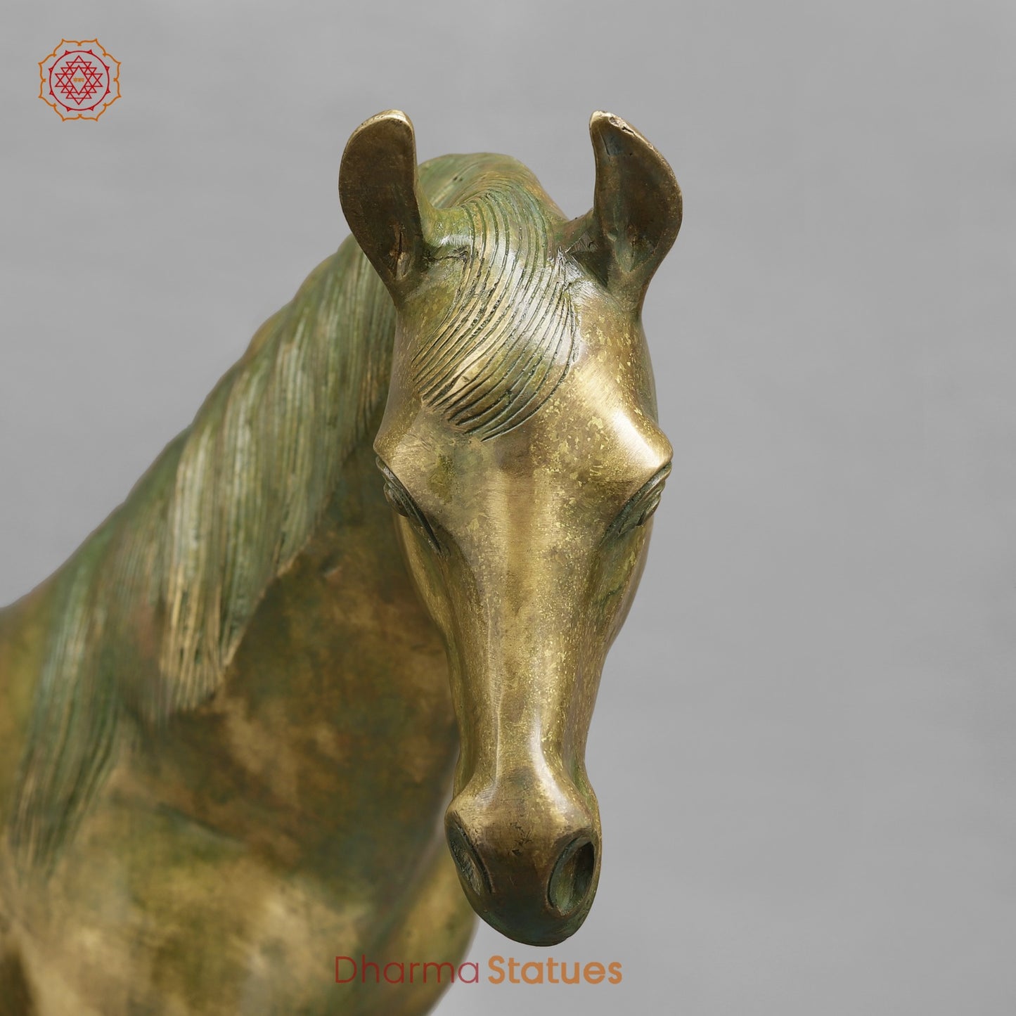 Brass Arabic Horse Standing Fine, Patina Finish 20”