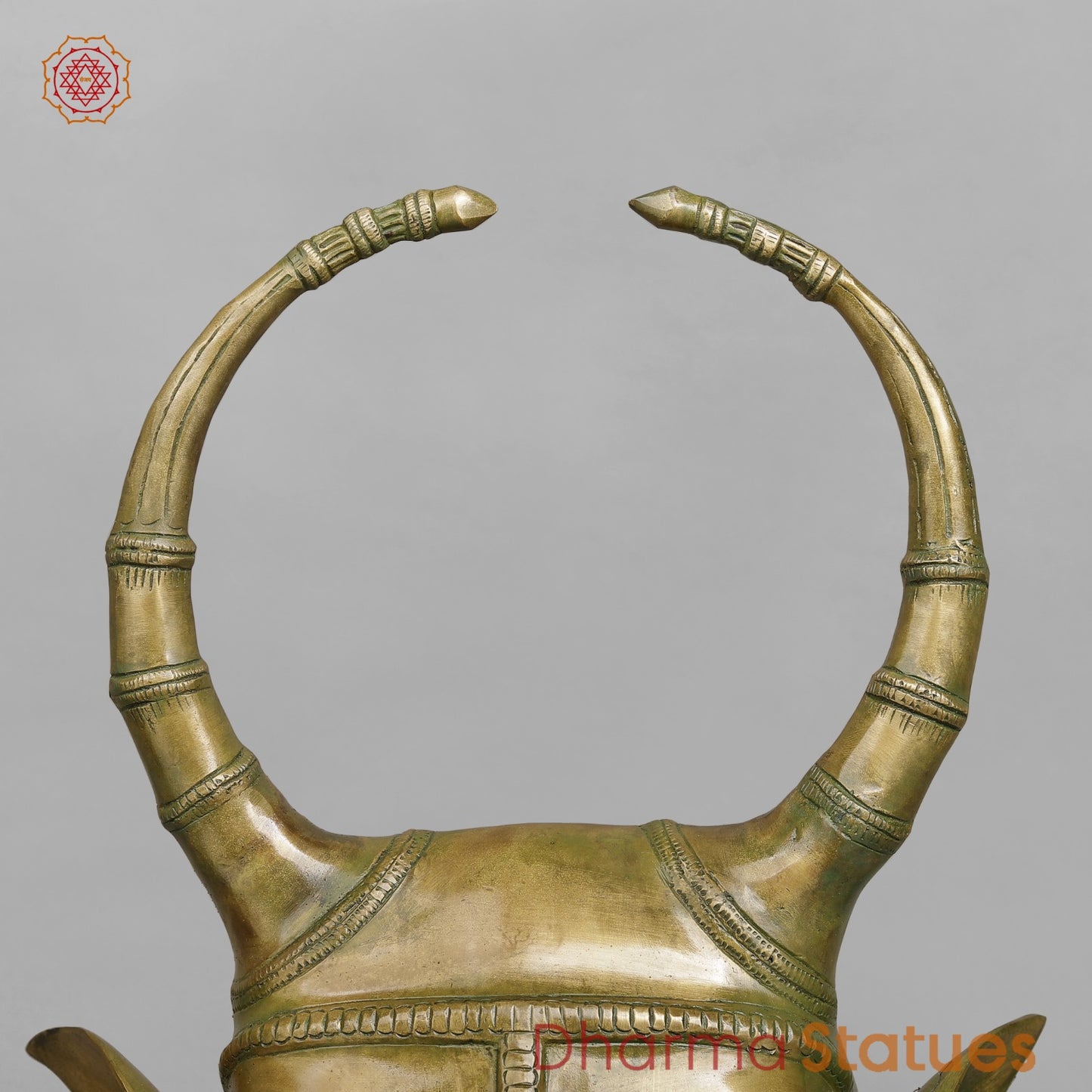 Brass Nandi Head Hanging Fine, Patina Finish 17”