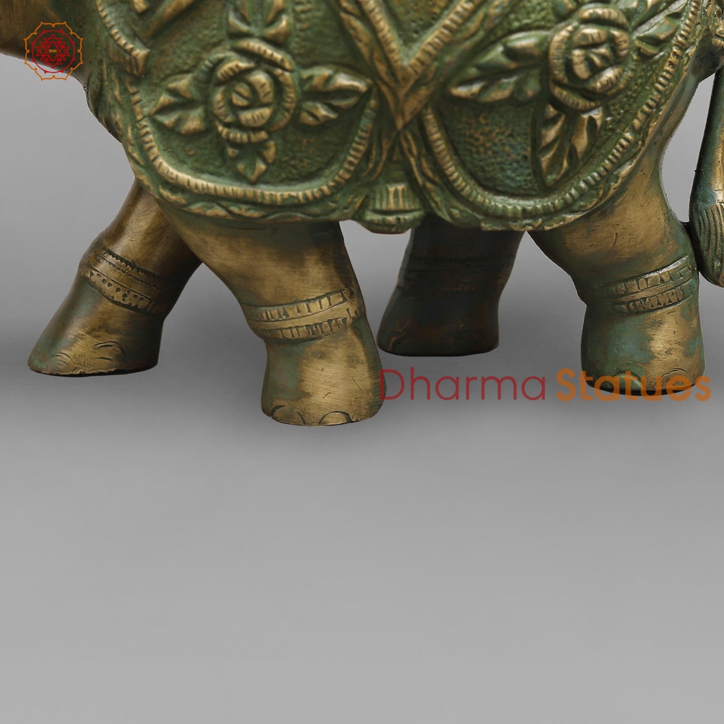 Brass Elephants Fine Carving, Patina Finish 10”(Pair)
