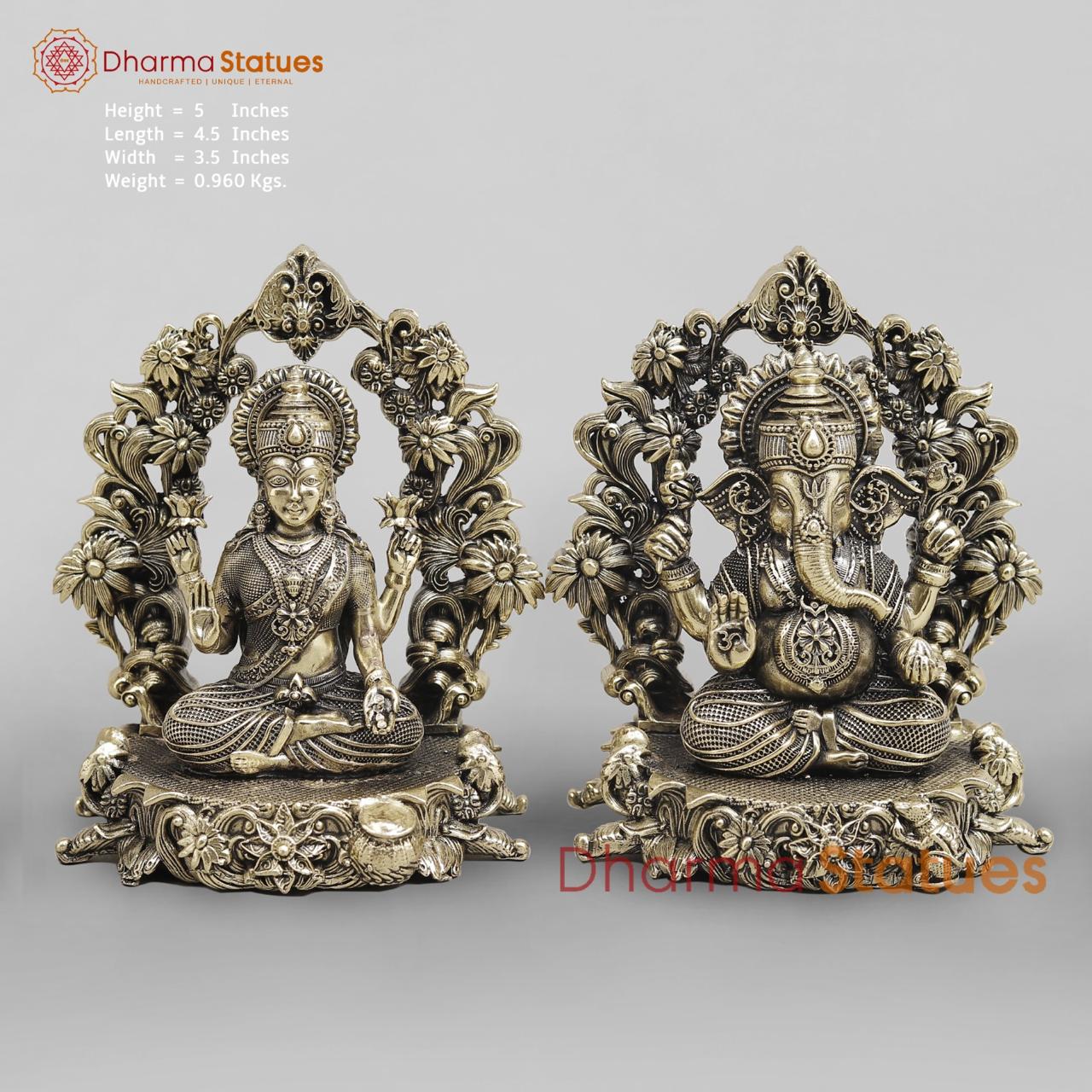 Brass Lakshmi Ganesh With Arch Fine 5”