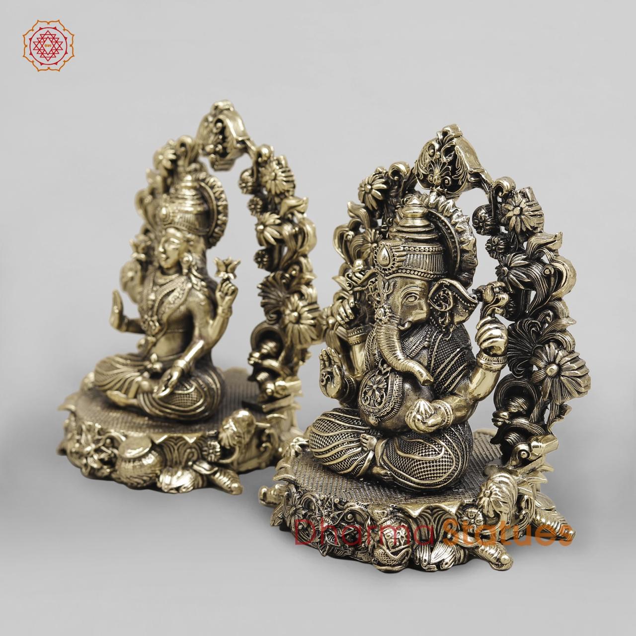 Brass Lakshmi Ganesh With Arch Fine 5”