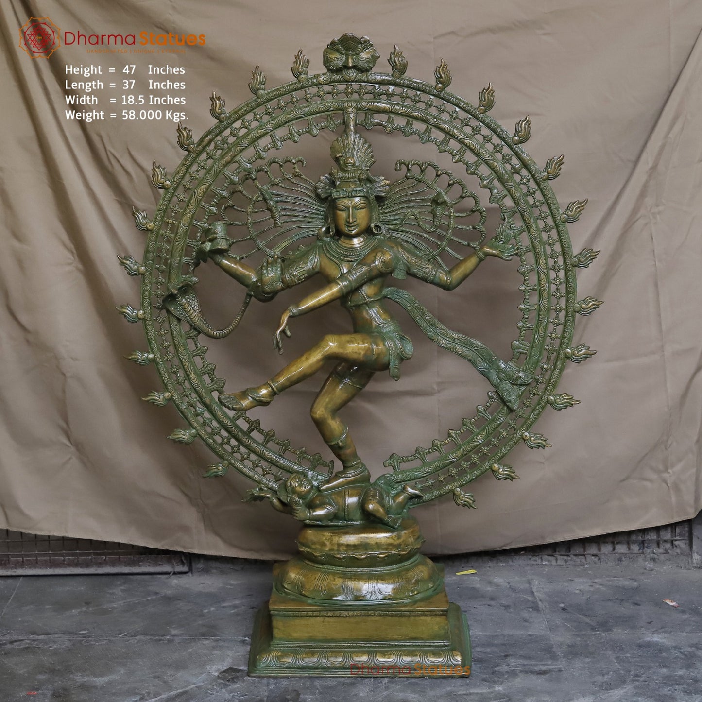 Brass Dancing Shiva (Natraj) Fine, Patina Finish 47”
