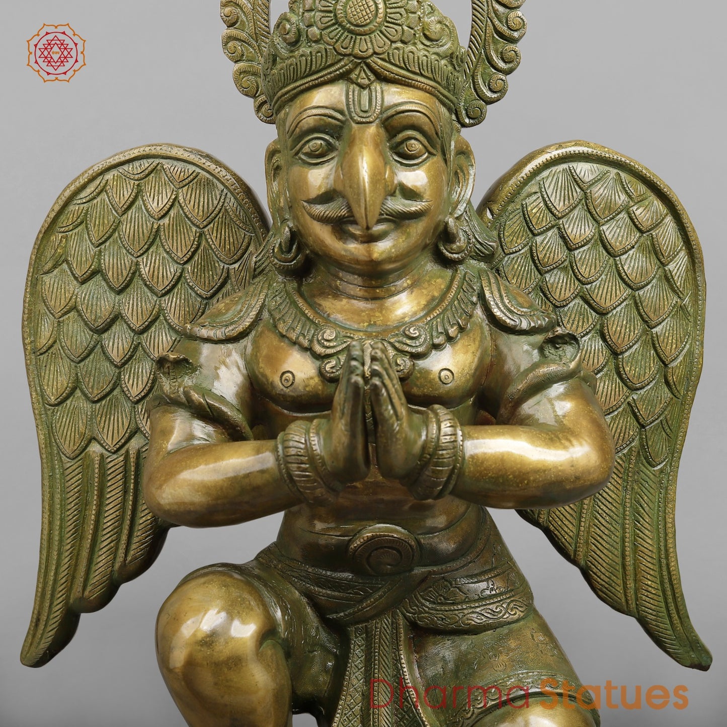 Brass Garuda Seated Fine, Patina Finish 27”