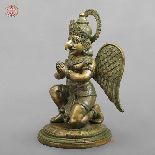 Brass Garuda Seated Fine, Patina Finish 27”