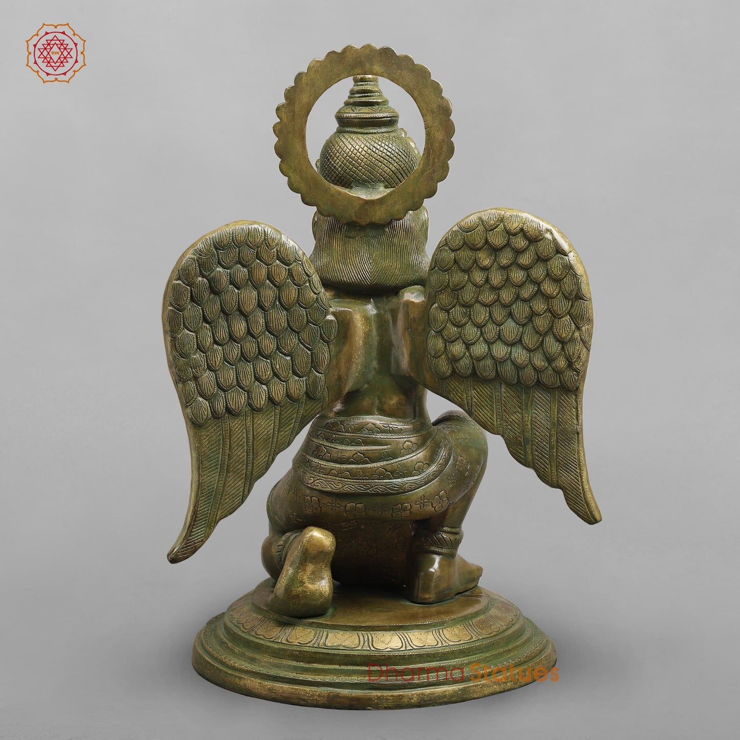 Brass Garuda Seated Fine, Patina Finish 27”