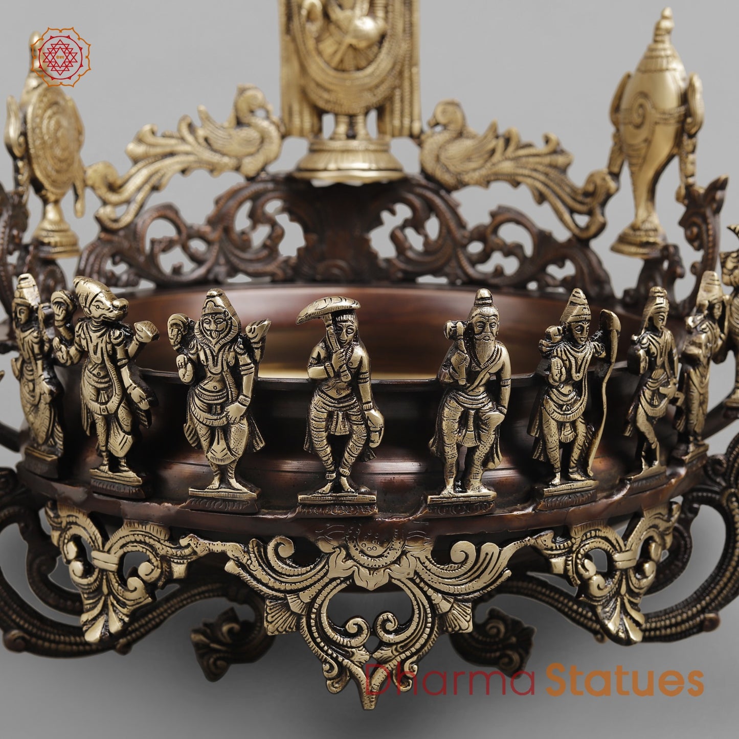 Brass Tirupati Balaji urli With Dasvatar Fine, Copper and Gold Finish 16.5"
