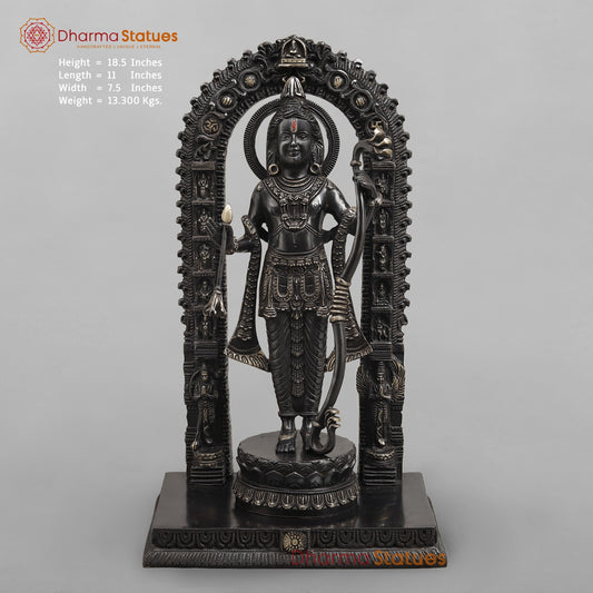 Brass Ram Lalla With Arch Fine (Ayodhya Ram),Royal Black Finish 18.5"