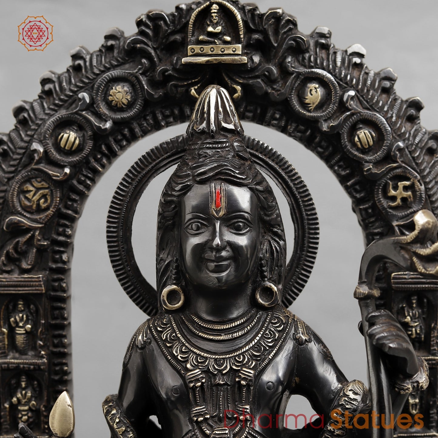 Brass Ram Lalla With Arch Fine (Ayodhya Ram),Royal Black Finish 18.5"