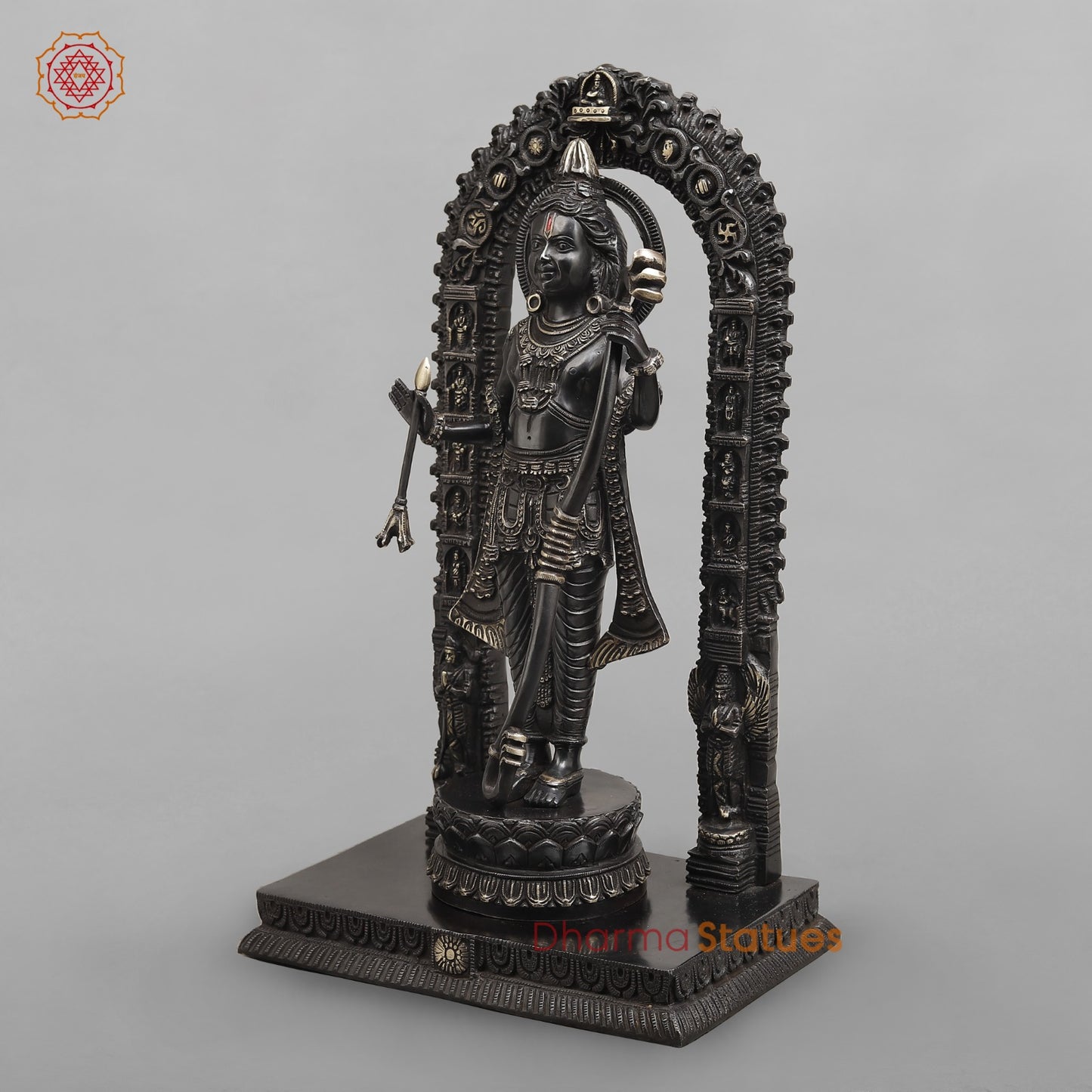 Brass Ram Lalla With Arch Fine (Ayodhya Ram),Royal Black Finish 18.5"
