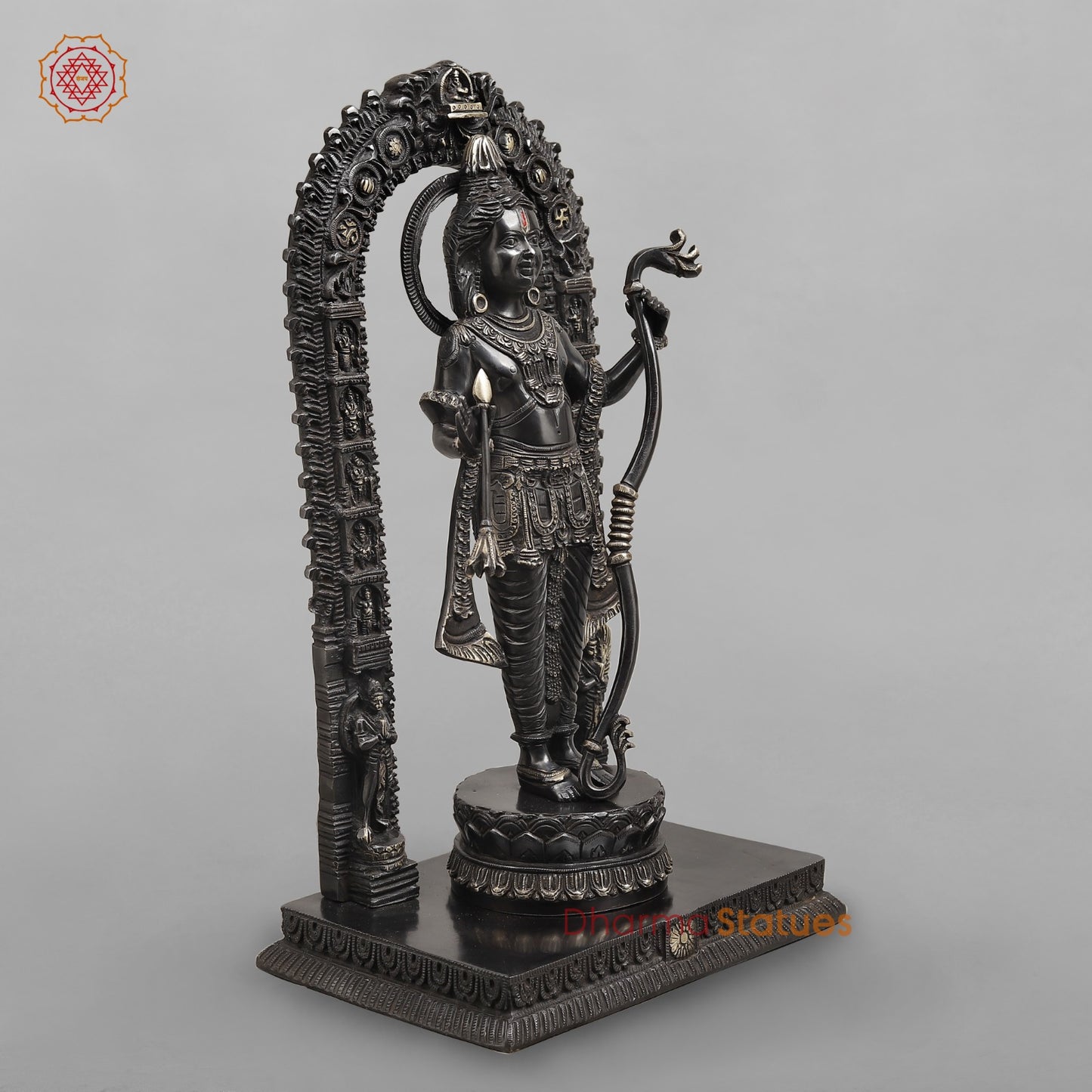 Brass Ram Lalla With Arch Fine (Ayodhya Ram),Royal Black Finish 18.5"