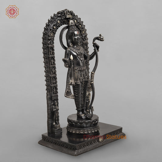 Brass Ram Lalla With Arch Fine (Ayodhya Ram),Royal Black Finish 18.5"