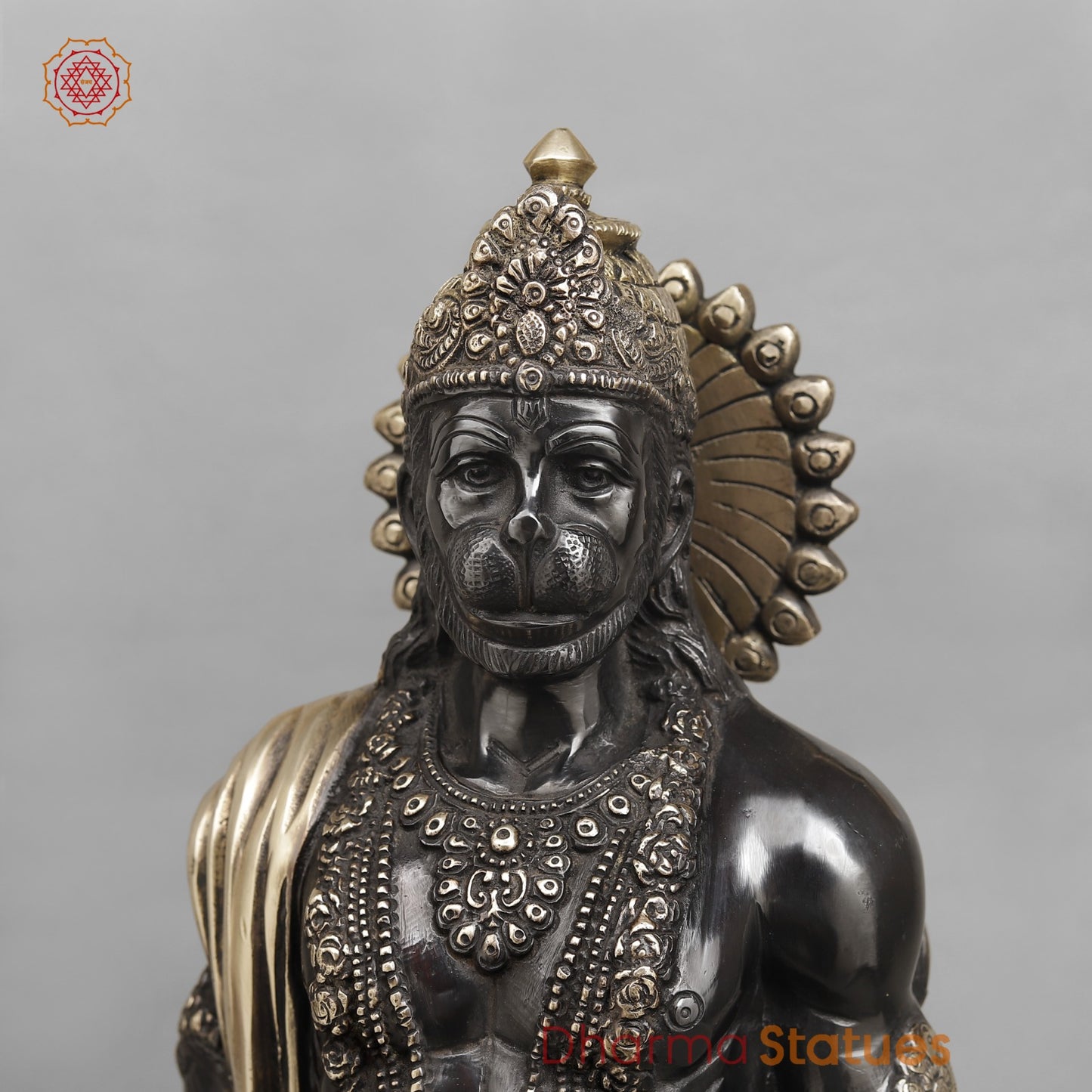 Brass Bahubali Hanunan ji Standing Fine, Royal Black Finish 23"