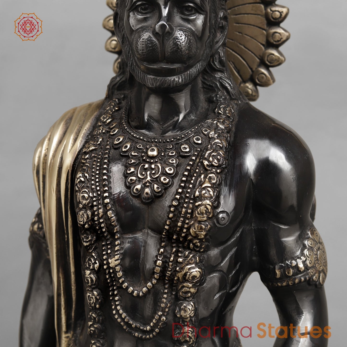 Brass Bahubali Hanunan ji Standing Fine, Royal Black Finish 23"