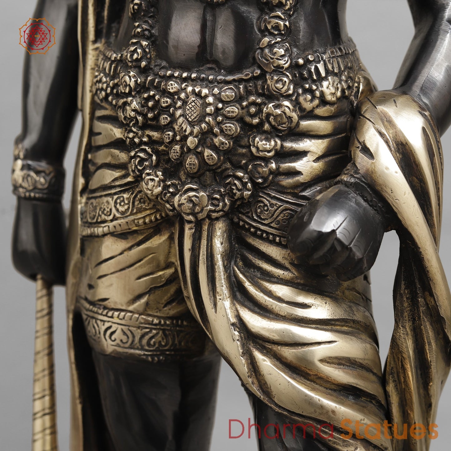 Brass Bahubali Hanunan ji Standing Fine, Royal Black Finish 23"